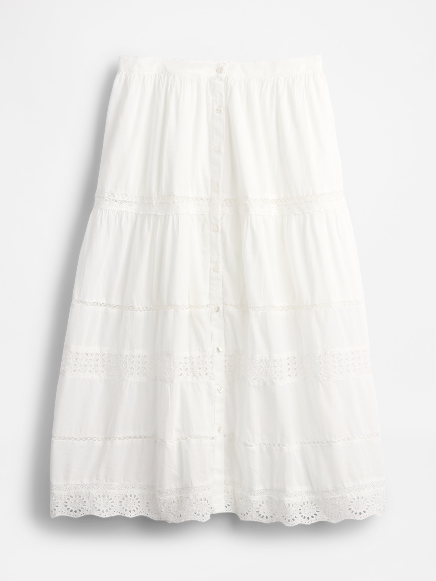 Женские юбки Gap Tiered Lace-Trim Maxi Skirt — фото 4