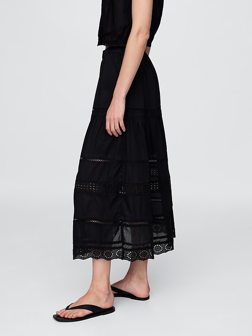Image number 3 showing, Tiered Lace-Trim Maxi Skirt