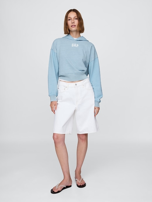 2 of 8 showing, with the color Light blue indigo of product French Terry Americana Cropped Hoodie