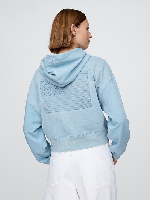 Image number 3 showing, French Terry Americana Cropped Hoodie