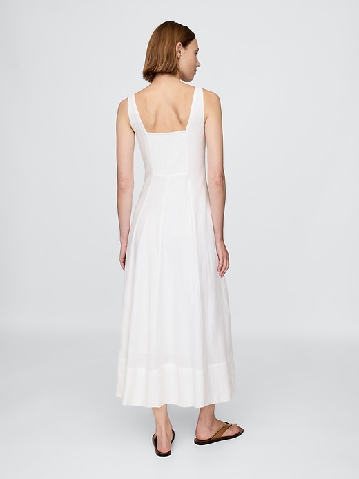 Image number 2 showing, Linen-Blend Square-Neck Maxi Dress