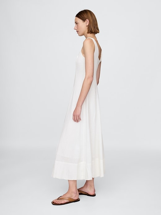 Image number 3 showing, Linen-Blend Square-Neck Maxi Dress