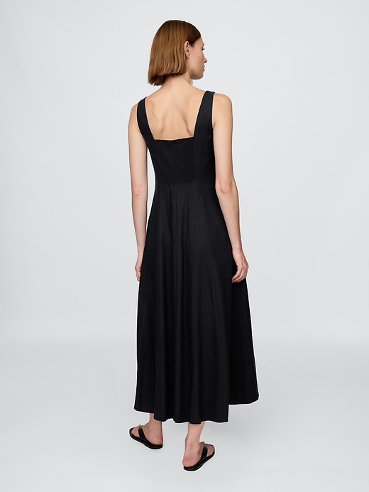 Image number 2 showing, Linen-Blend Square-Neck Maxi Dress