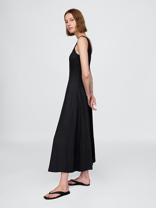 Image number 3 showing, Linen-Blend Square-Neck Maxi Dress