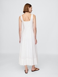 Linen-Blend Square-Neck Maxi Dress