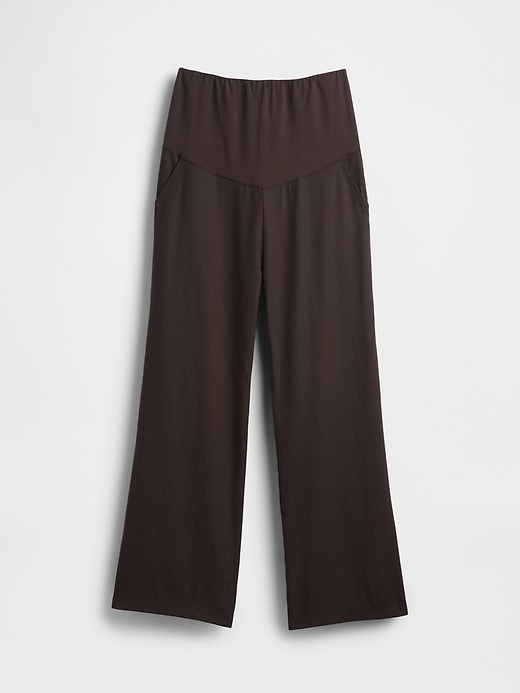 Image number 1 showing, Maternity Full Panel Linen-Blend Pants