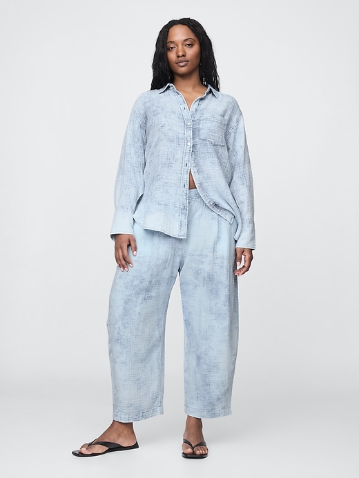 Image number 5 showing, Crinkle Gauze Denim Easy Barrel Pants