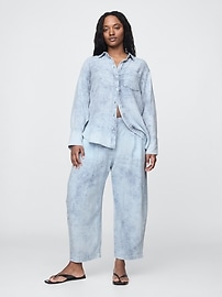 Crinkle Gauze Denim Easy Barrel Pants