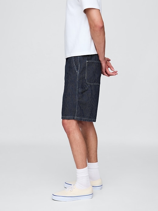 Image number 3 showing, '90s Loose Denim Stripe Carpenter Shorts