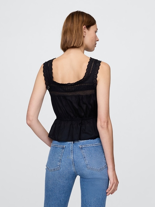 Image number 3 showing, Lace-Trim Peplum Crop Top