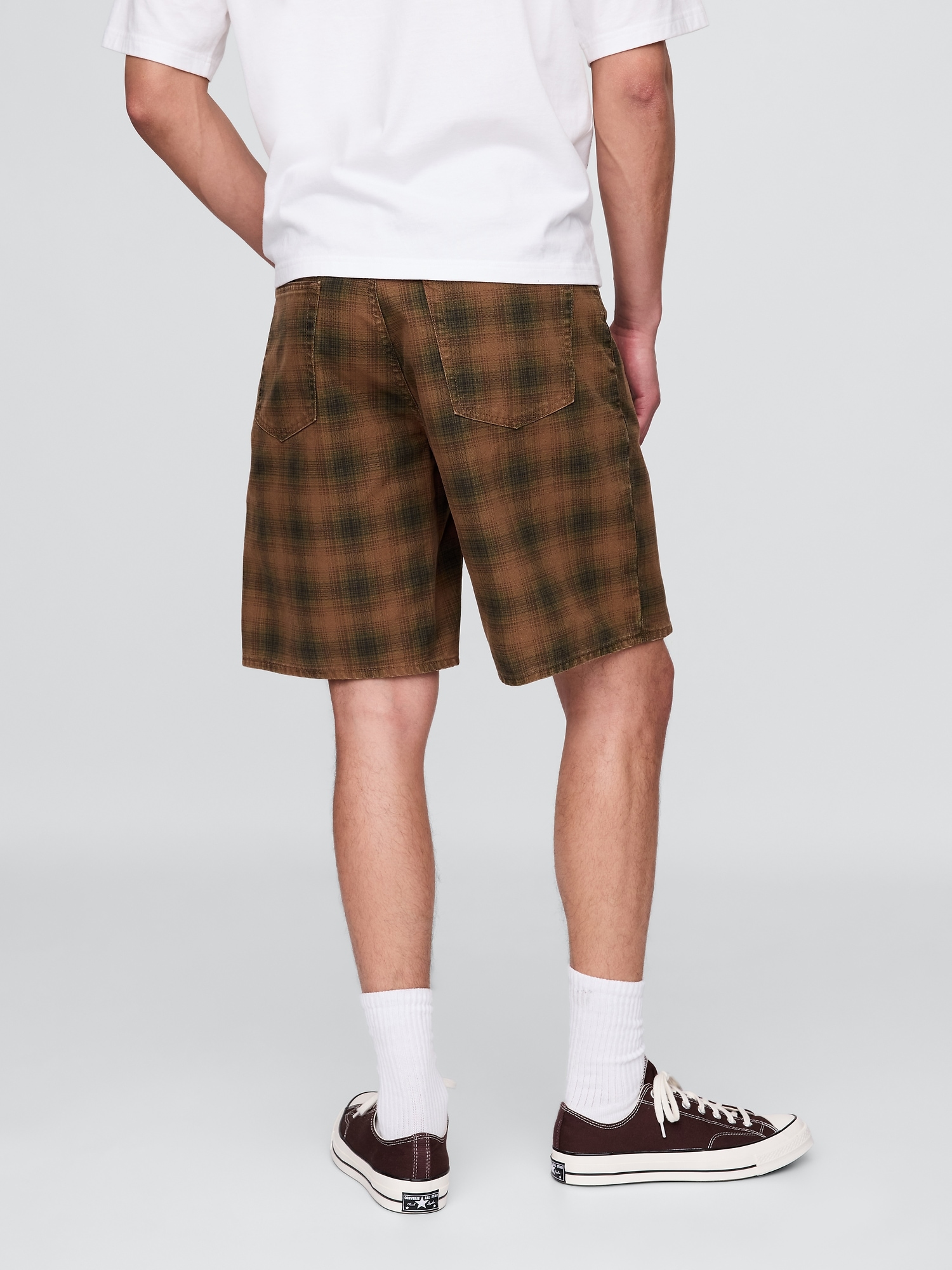 Мужские шорты Gap '90s Loose Denim Plaid, цвет: Хаки клетчатый — фото 4