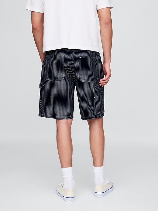 Image number 4 showing, '90s Loose Denim Stripe Carpenter Shorts