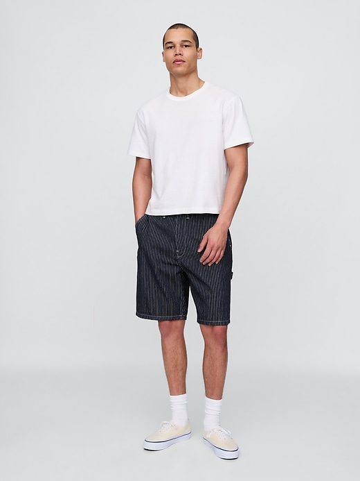 Image number 1 showing, '90s Loose Denim Stripe Carpenter Shorts