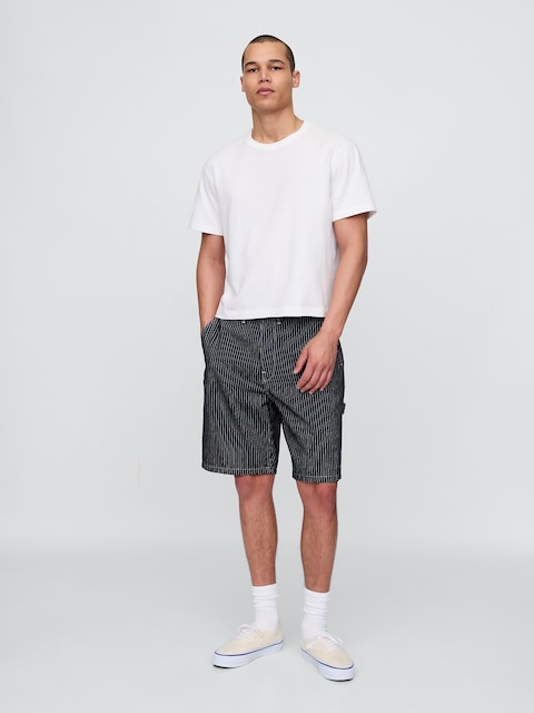 '90s Loose Denim Stripe Carpenter Shorts
