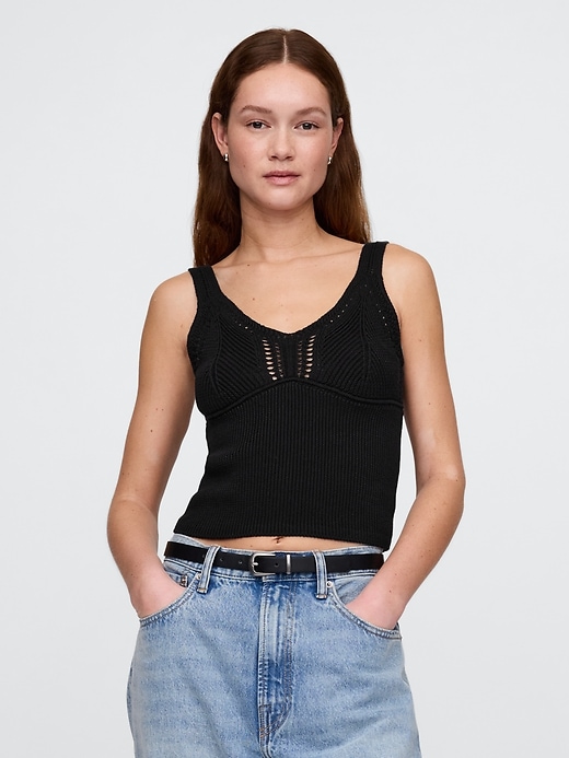 Image number 1 showing, Crochet Cropped Sweater Tank Top