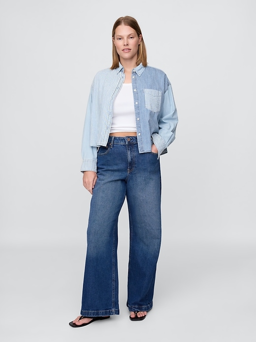 Image number 6 showing, Curvy High Rise Stride Wide-Leg Jeans