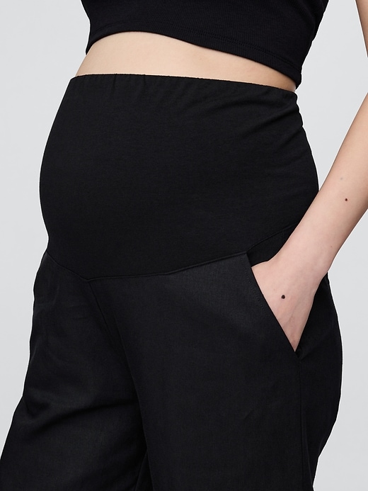 Image number 4 showing, Maternity Full Panel Linen-Blend Pants