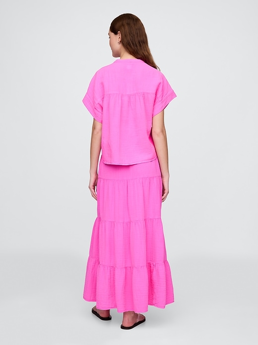Image number 2 showing, Crinkle Gauze Tiered Maxi Skirt