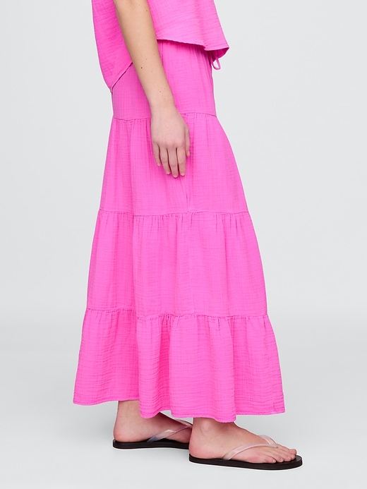 Image number 3 showing, Crinkle Gauze Tiered Maxi Skirt