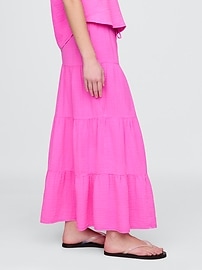 Crinkle Gauze Tiered Maxi Skirt