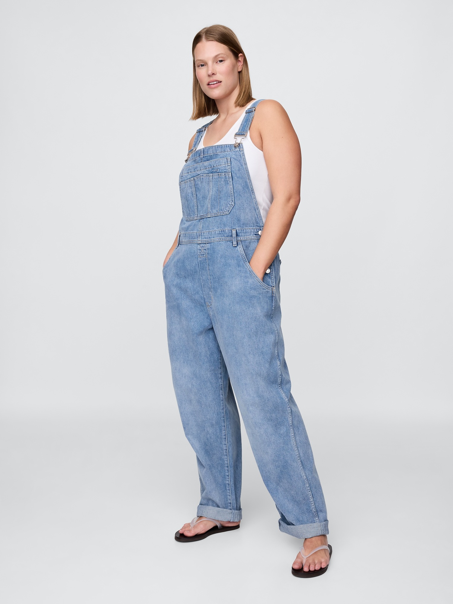 Женские комбинезоны Gap Denim Stripe Loose Overalls — фото 4