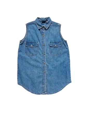 1990s GapVintage Women's Sleeveless Denim Shirt — S