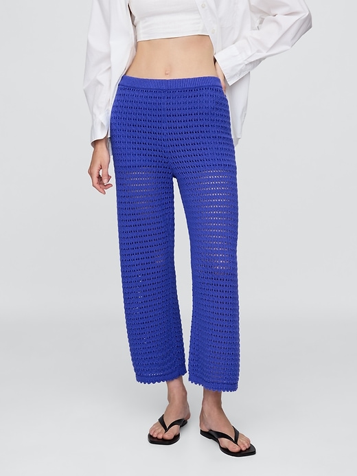 Image number 2 showing, 100% Cotton Crochet Ankle Pants