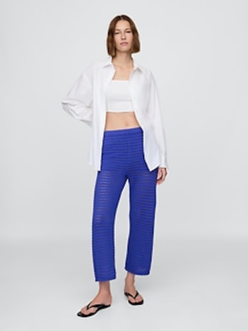 100% Cotton Crochet Ankle Pants