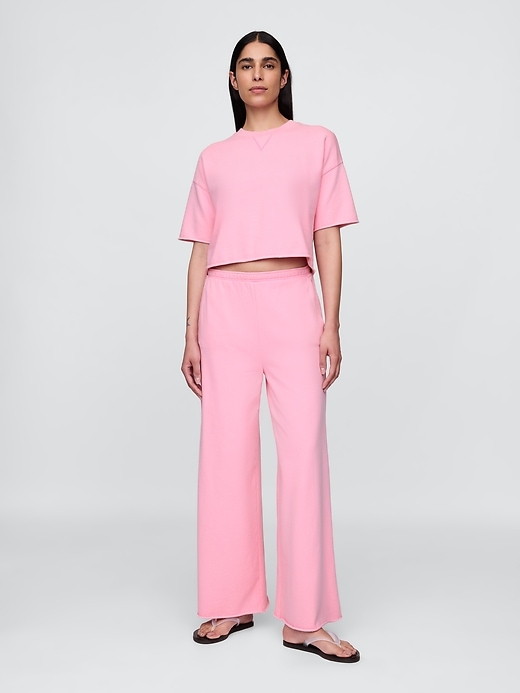 Image number 2 showing, French Terry Cropped Rolled Hem Sweatshirt