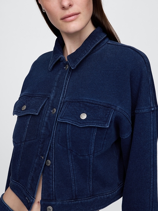 Image number 5 showing, French Terry Cropped Icon Denim Jacket