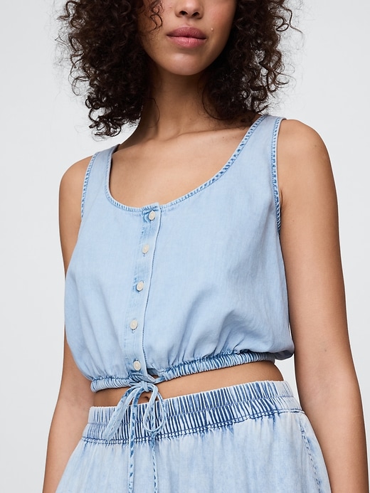 Image number 5 showing, Denim Cinched-Hem Cropped Top