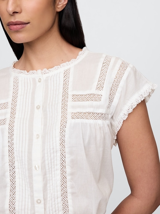 Image number 5 showing, Cropped Ruffle Pintuck Top