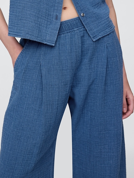 Image number 8 showing, Crinkle Gauze Denim Easy Barrel Pants