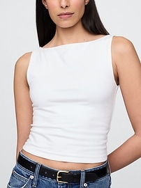 CloseKnit Jersey Boatneck Crop Tank Top