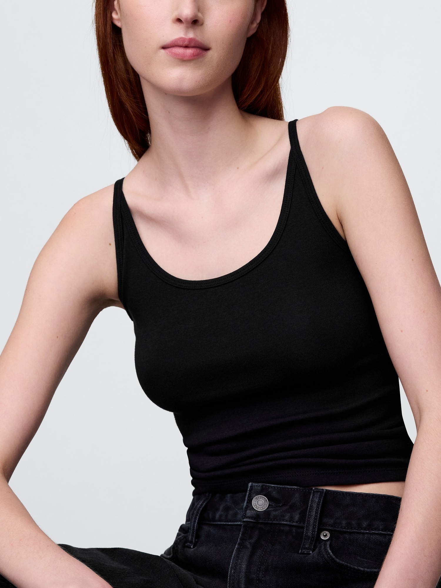 Женский топ Gap Modern Crop Cami, цвет: Чёрный — фото 5