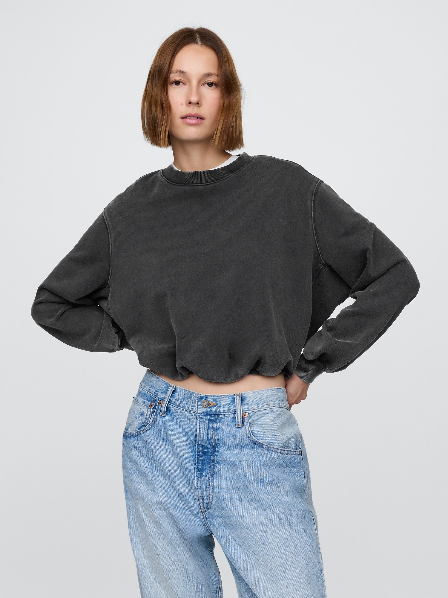 Heavyweight French Terry Bubble-Hem Sweatshirt