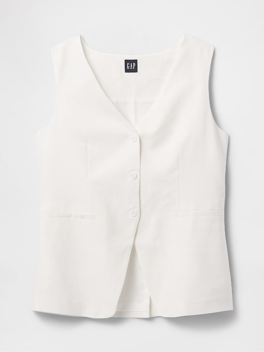 Image number 4 showing, Linen-Blend Longline Vest