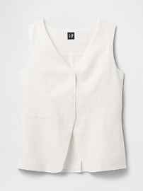 Linen-Blend Longline Vest