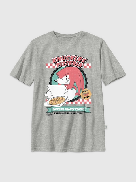 Kids Sonic The Hedgehog Knuckles Pizza Graphic T-Shirt