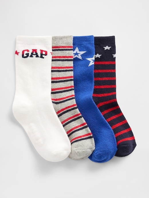 View large product image 1 of 1. Baby & Toddler Americana Crew Socks (4-Pack)