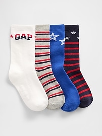 View large product image 1 of 1. Baby & Toddler Americana Crew Socks (4-Pack)