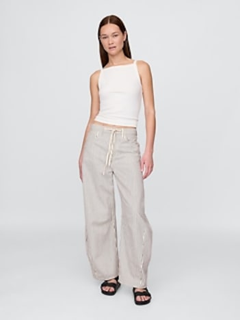 High Rise Denim Stripe Horseshoe Jeans