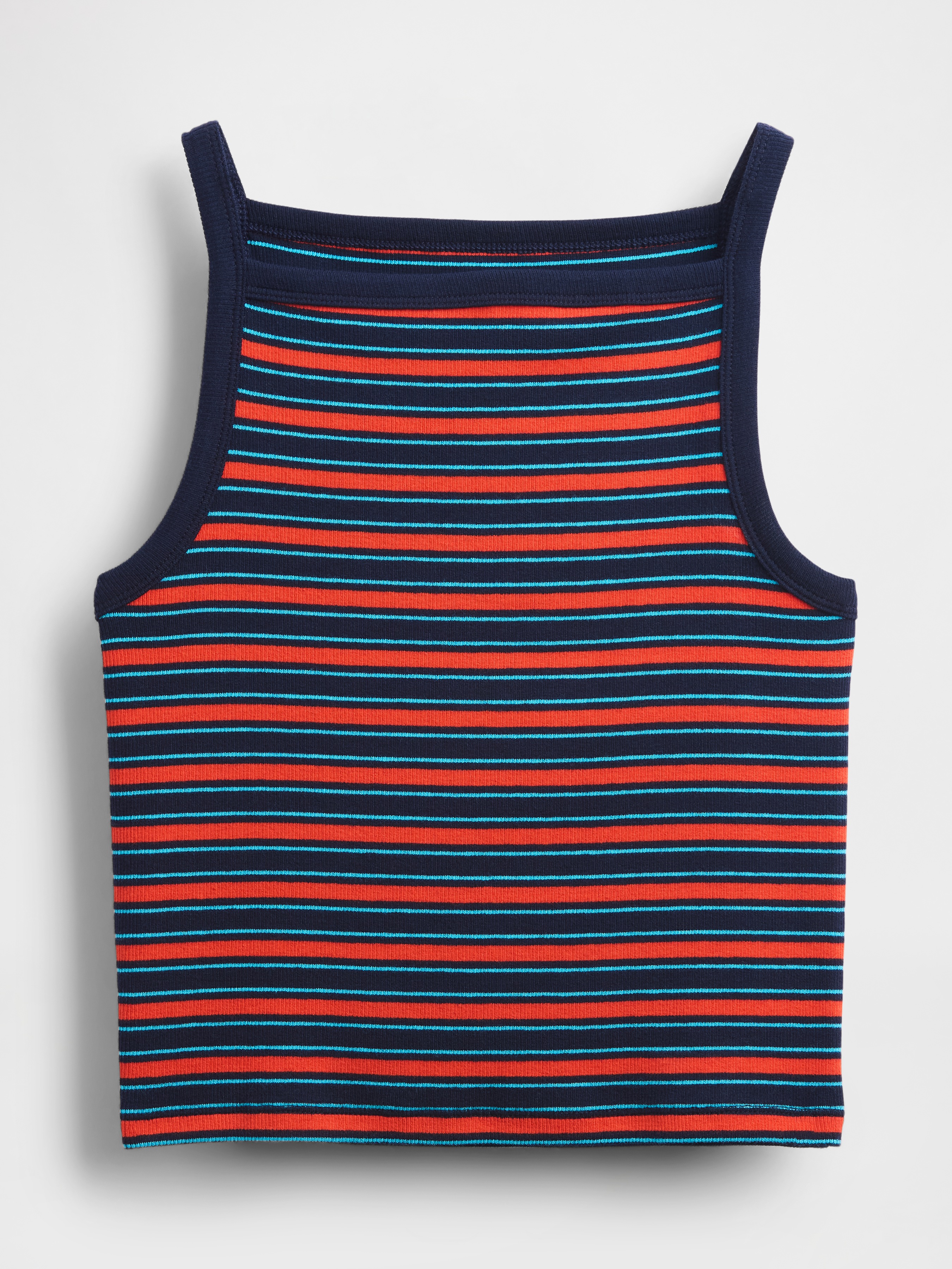 Modern Apron-Neck Crop Tank Top - Blue - View 29