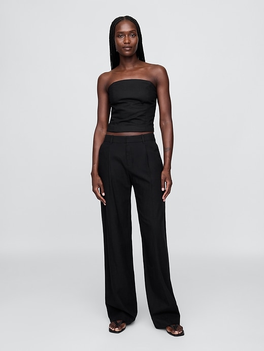 Image number 2 showing, Linen-Blend Strapless Cropped Corset Top