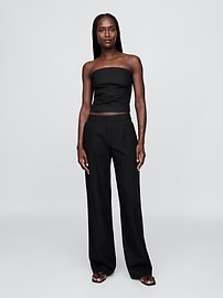 Linen-Blend Strapless Cropped Corset Top