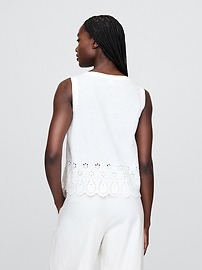 Linen-Blend Embroidered Vest