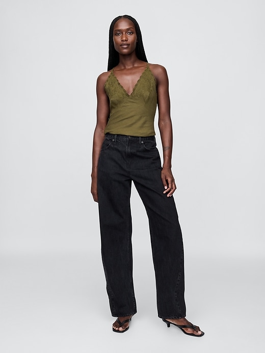 Image number 2 showing, Linen-Blend Embroidered Halter Top