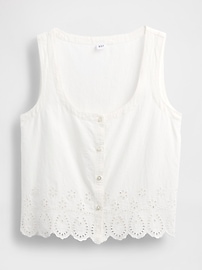 Linen-Blend Embroidered Vest