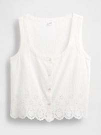 Linen-Blend Embroidered Vest