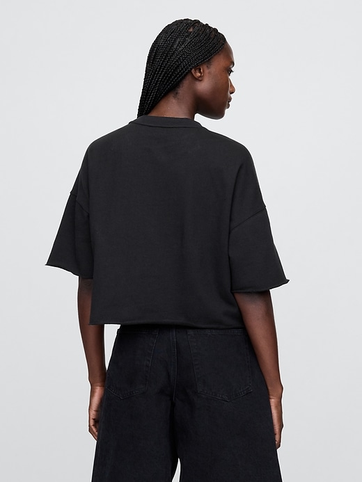 Image number 3 showing, French Terry Cropped Rolled Hem Sweatshirt